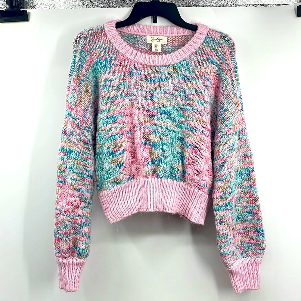 Jessica Simpson pastel pink oversized cropped crewneck sweater Size Medium